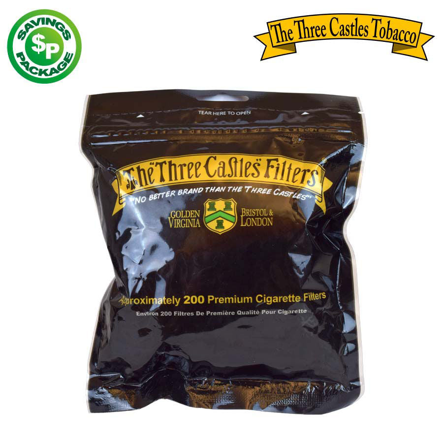 THE THREE CASTLES CIGARETTE FILTERS  200 PC