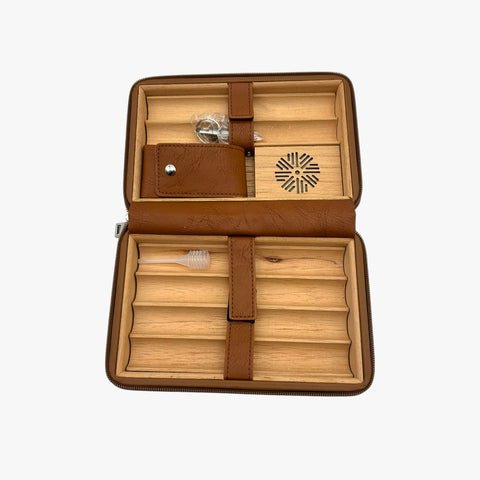CIGAR HUMIDOR TRAVEL POUCH BROWN