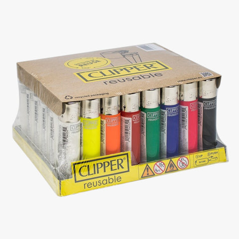Clipper Plain Classic Lighters Display of 48