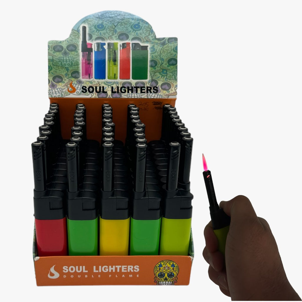 SOUL SINGLE FLAME BBQ LIGHTER - COLOURS SINGLE FLAME BBQ STYLE TORCH / 50 PCS PER DISPLAY