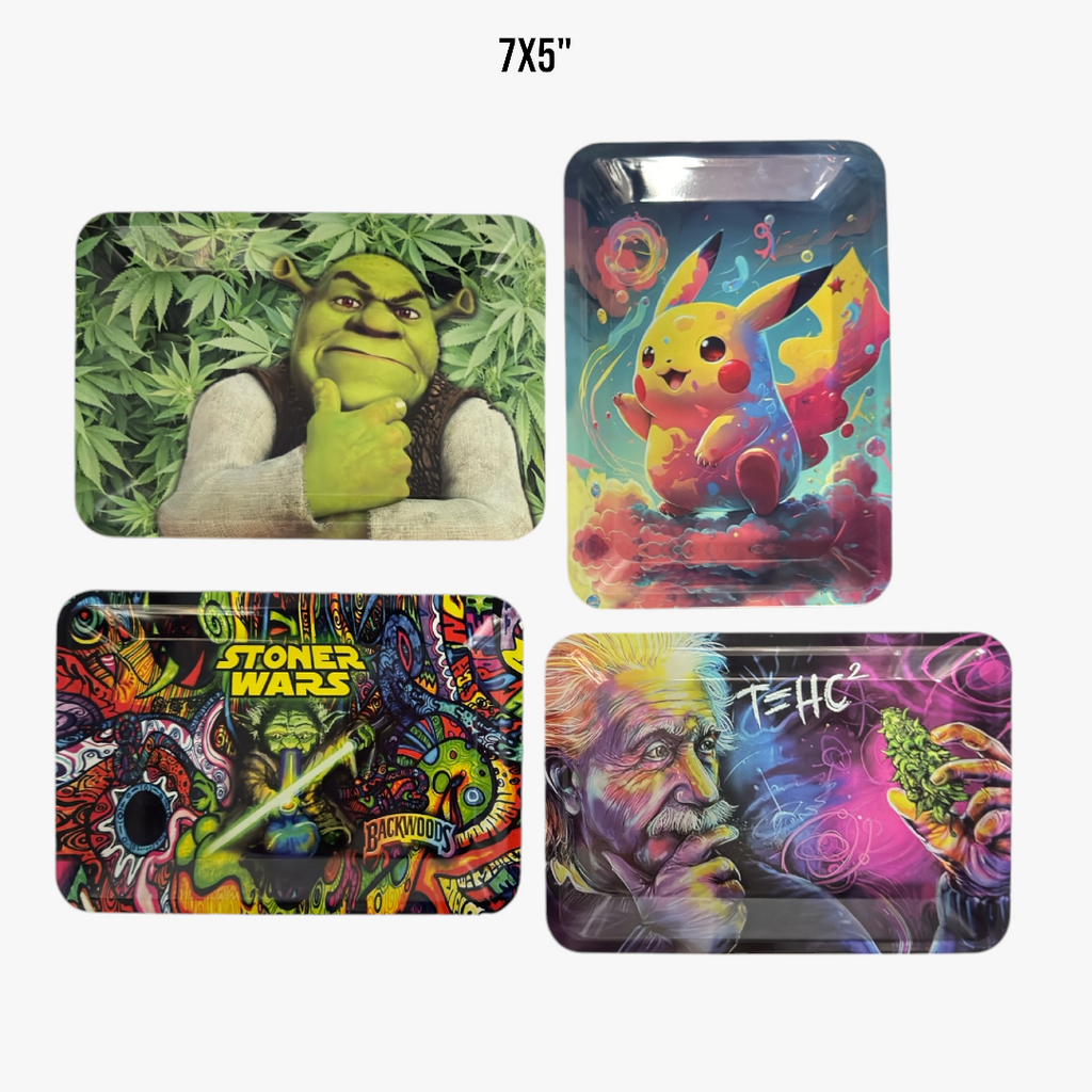 ROLLING TRAY 7X5" MIXED DESIGN (B) PACKAGE OF 4 TRAYS