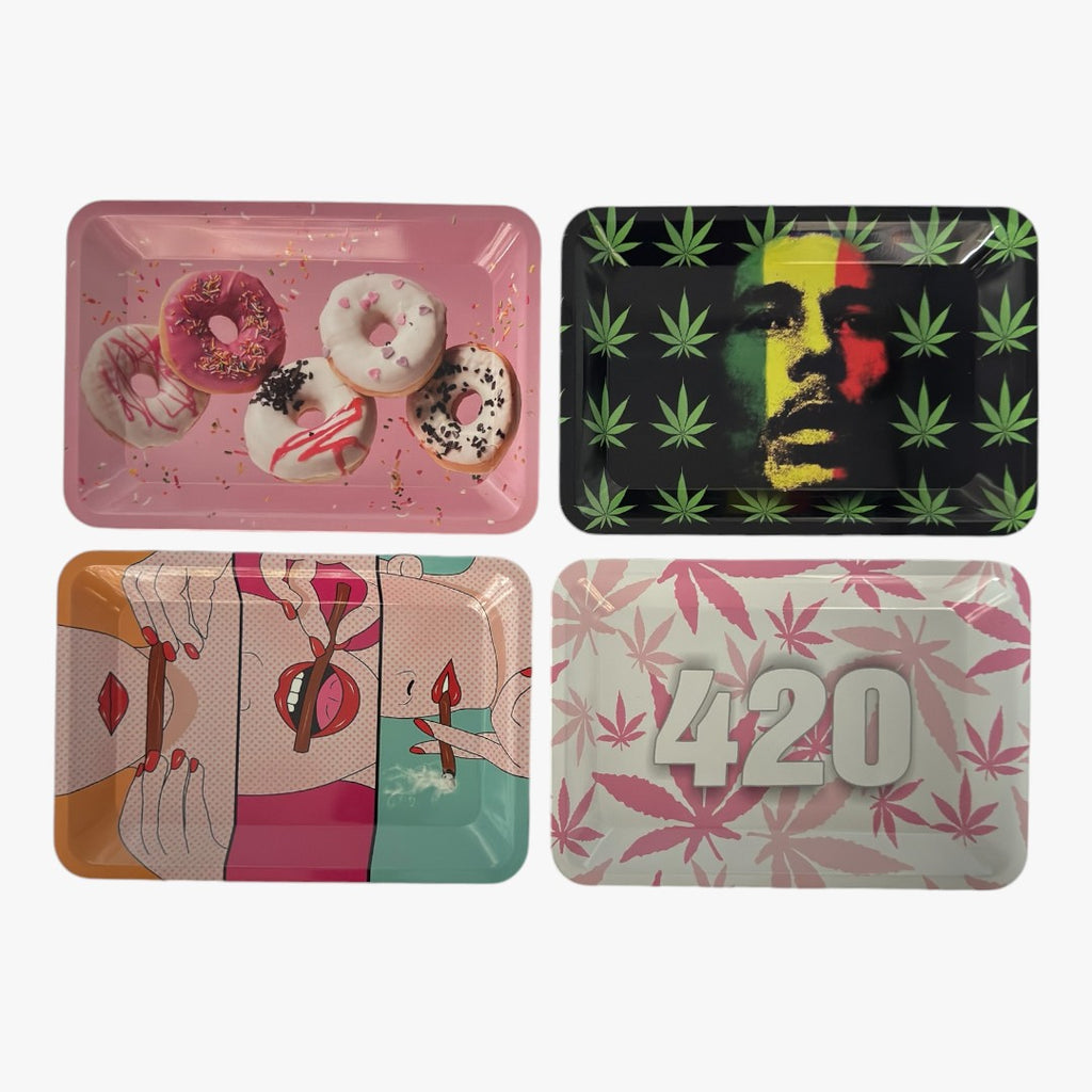 ROLLING TRAY 7X5" MIXED DESIGN (C) PACKAGE OF 4 TRAYS