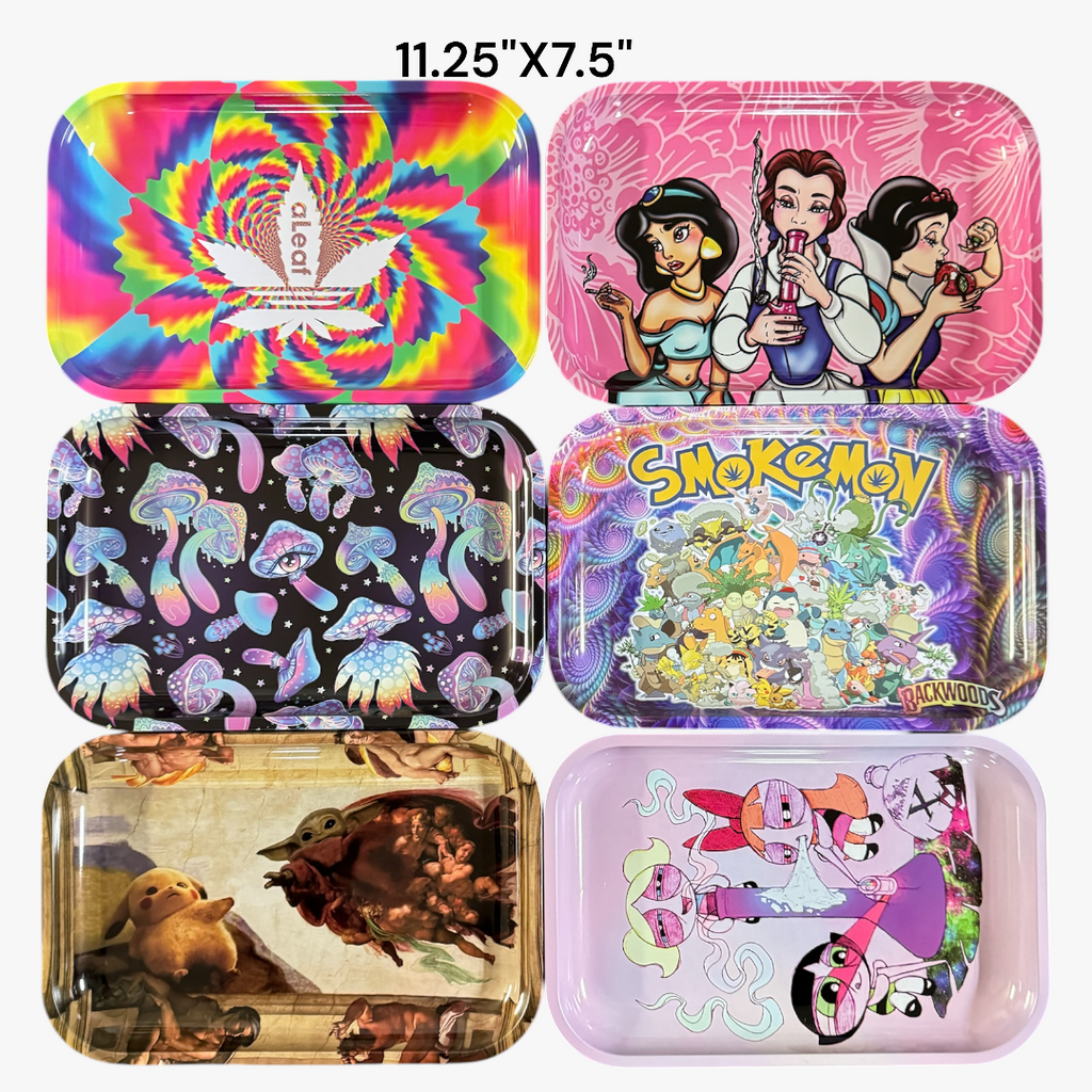 ROLLING TRAY 11.25"X7.5" MIX DESIGN (E) PACKAGE OF 6 TRAYS