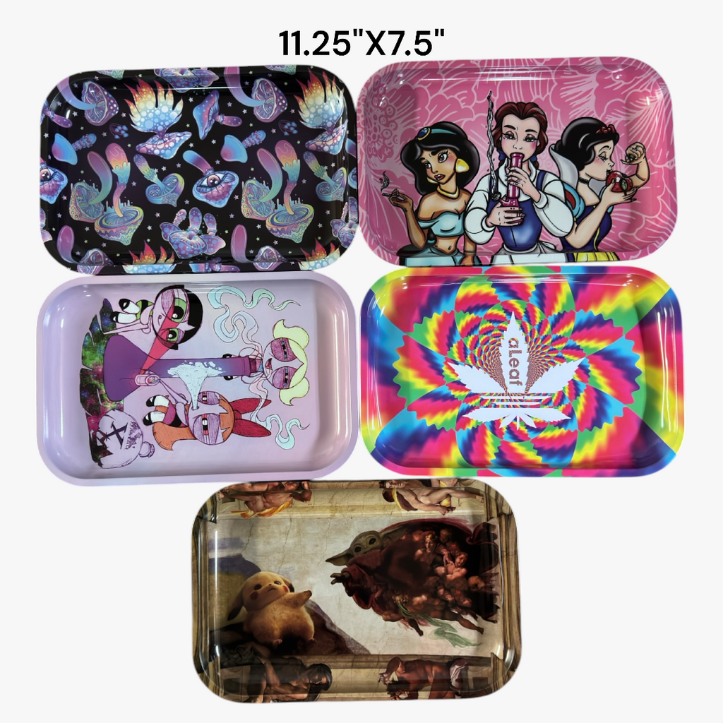 ROLLING TRAY 11.25"X7.5" MIX DESIGN (F) PACKAGE OF 5 TRAYS