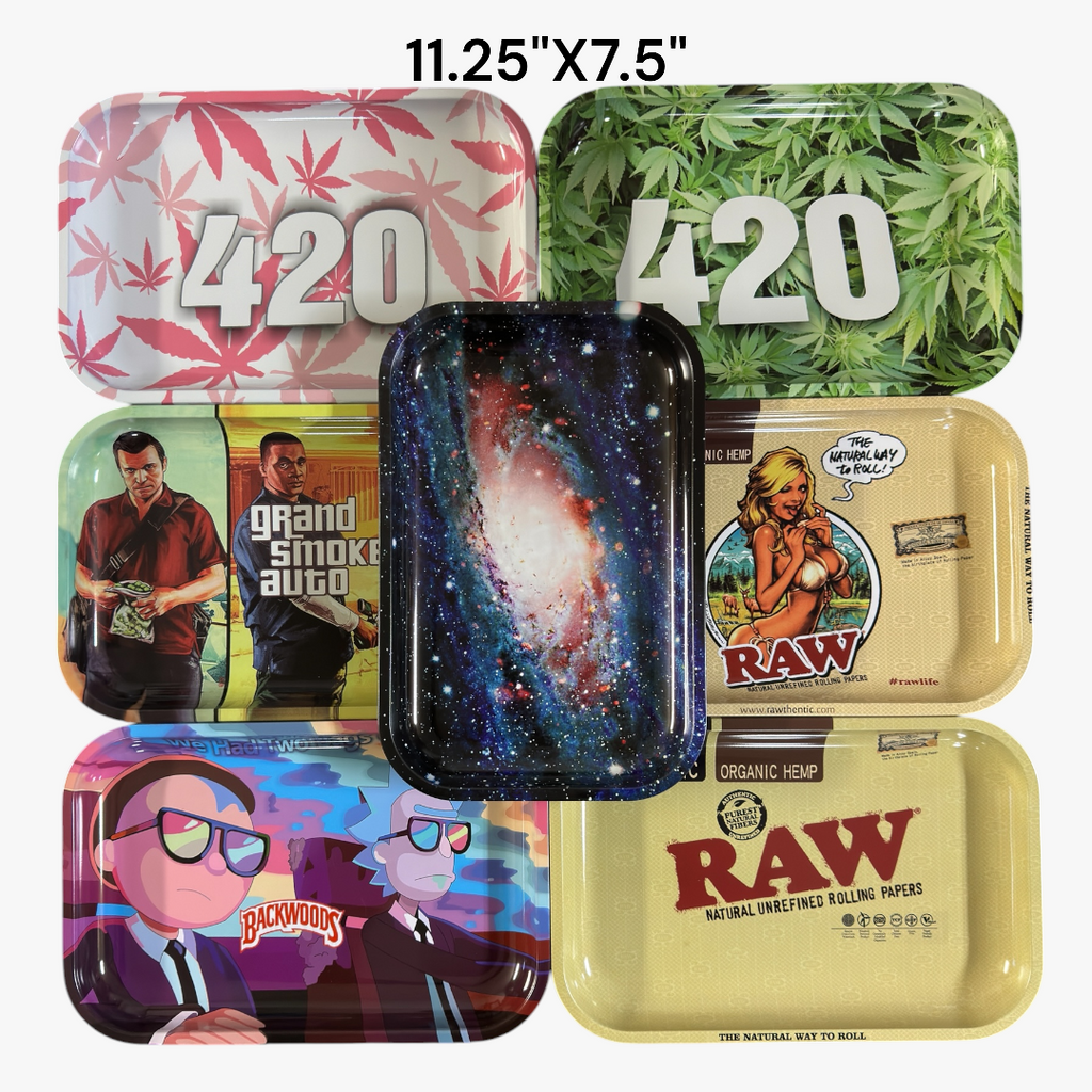 ROLLING TRAY 11.25"X7.5" MIX DESIGN (M) PACKAGE OF 7 TRAYS