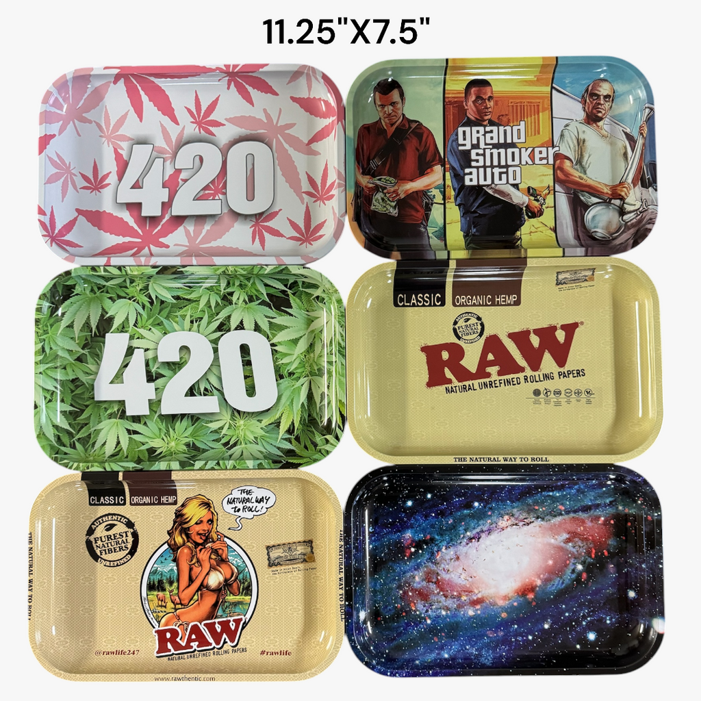 ROLLING TRAY 11.25"X7.5" MIX DESIGN (N) PACKAGE OF 6 TRAYS