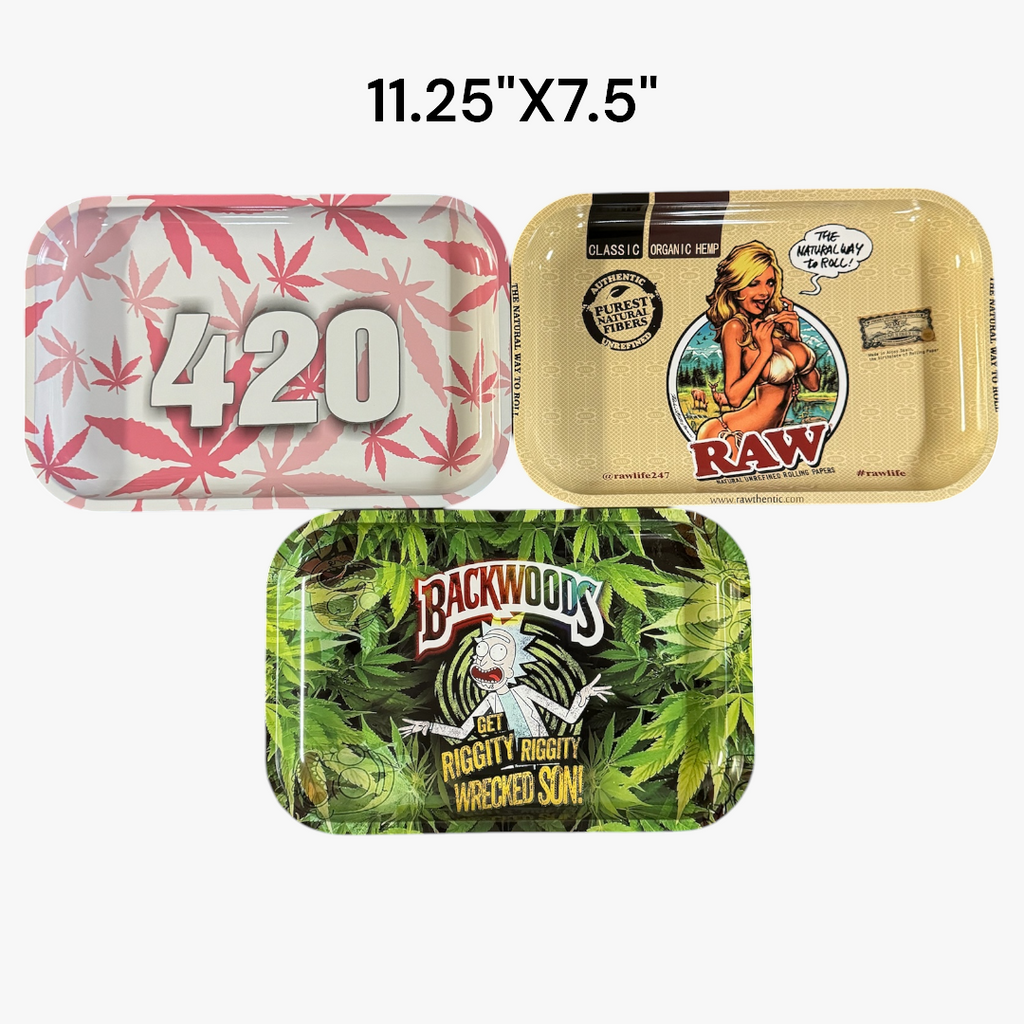 ROLLING TRAY 11.25"X7.5" MIX DESIGN (Q) PACKAGE OF 3 TRAY